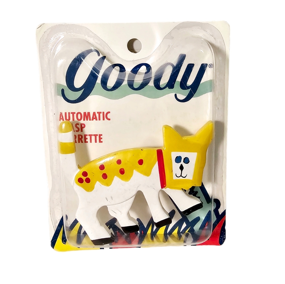 NEW Vintage Goody Hand-Painted Cat Barrette 1989 RARE HTF